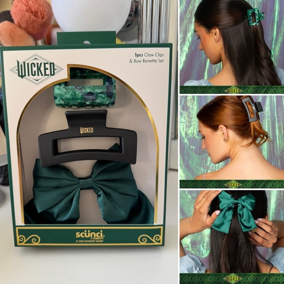 Wicked Elphaba 3 Pack Claw Clip & Bow Barrette Set main image 4